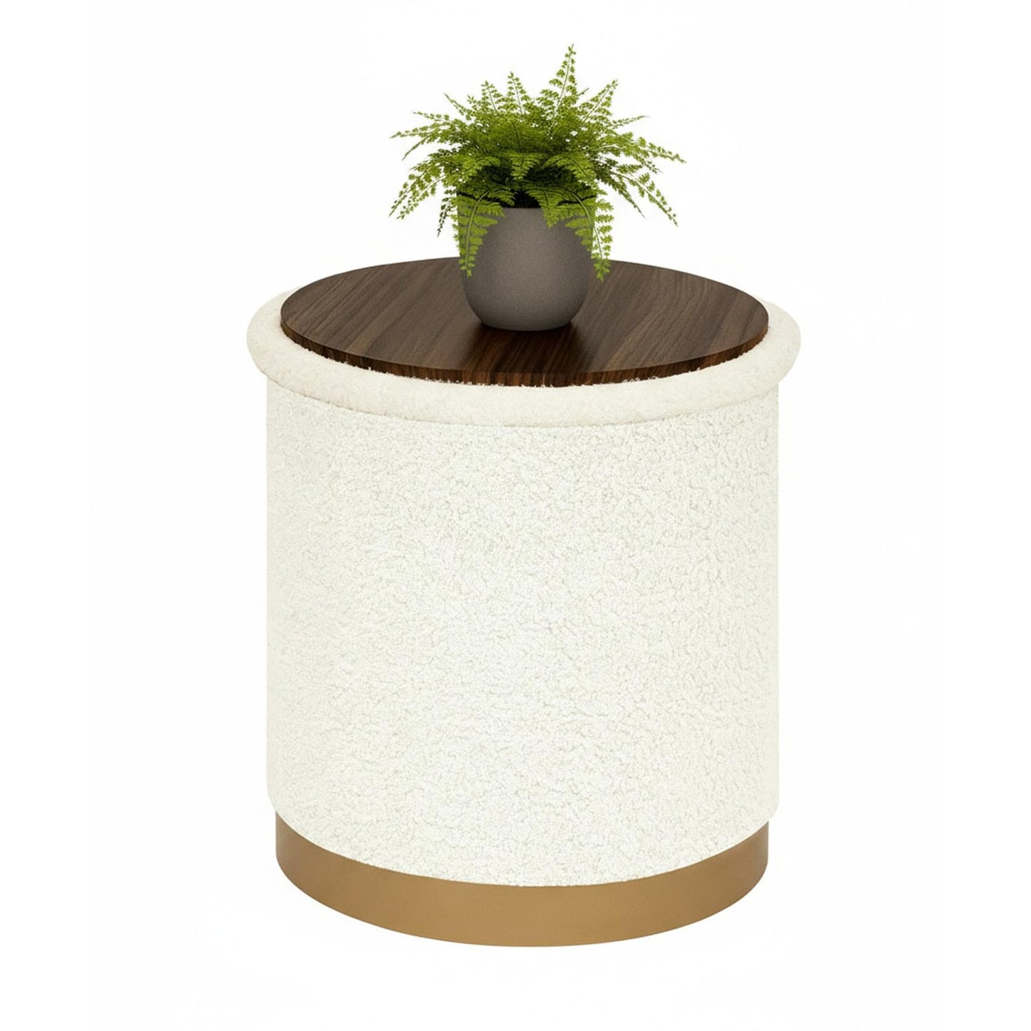 Bonlife Large Round Ottoman with Storage, Folding Footstool with Lid