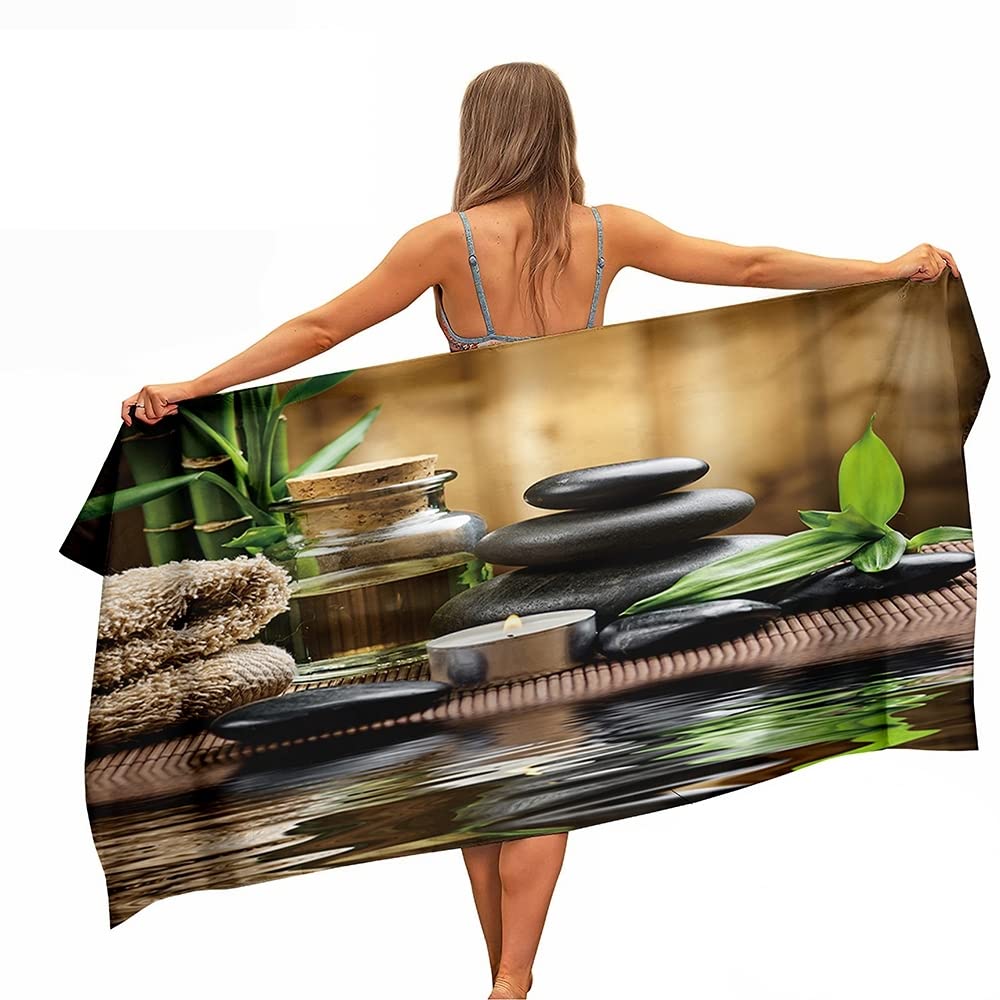 Ulticool Microfibre Towel - Spa Meditation Nature - 160 x 80 cm - Lightweight Travel Towel Quick Drying Bath Towel Beach Towel Sauna Towel Microfibre