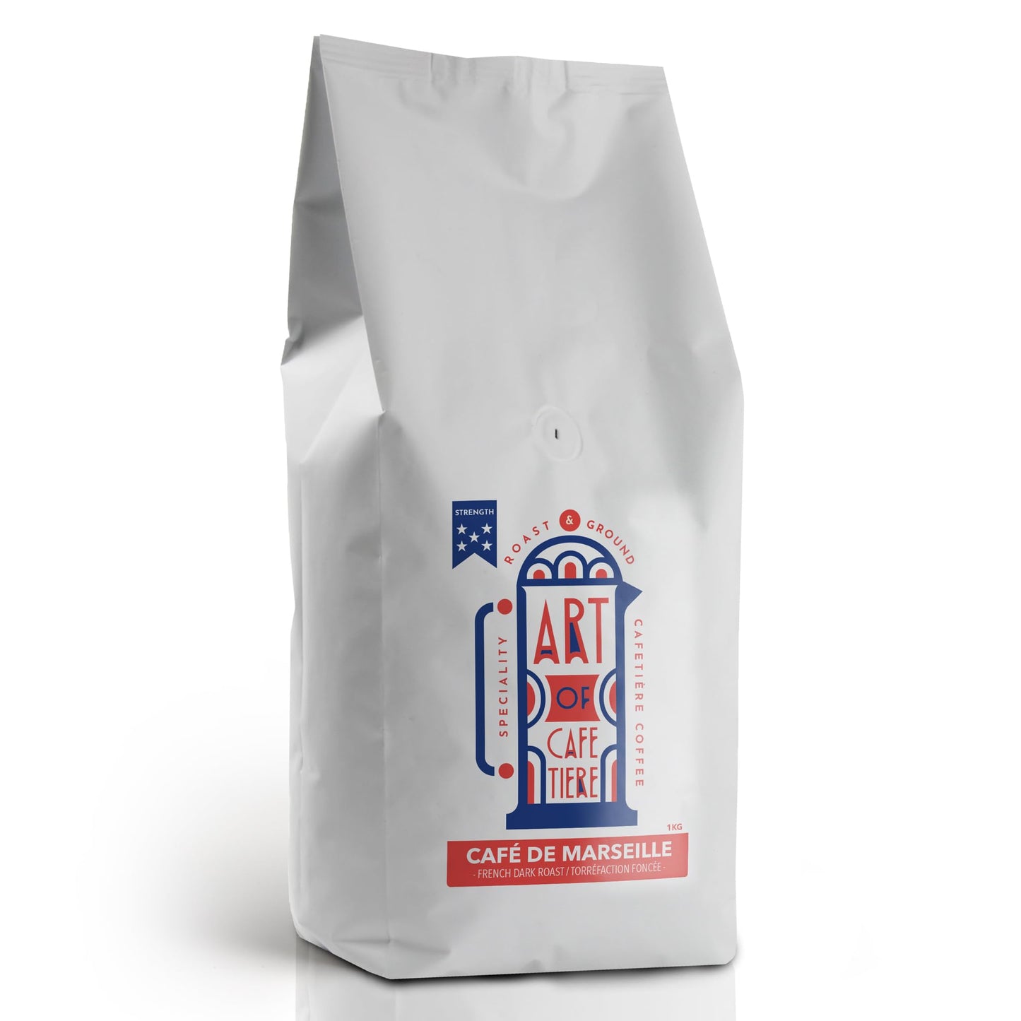 Strong Dark Roast Cafetiere Ground Coffee 1kg - Roasted & Ground Specifically For French Press and Cafetieres - Art of Cafetiere Cafe de Marseille