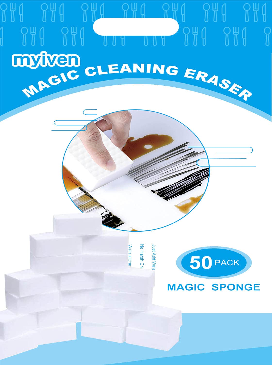 Magic Sponge Eraser Melamine Cleaner, Household Cleaning Non-Scratch Sponge Universal Cleaner for Multi Surface - Extra Large 4X2.7X1.2 (50)