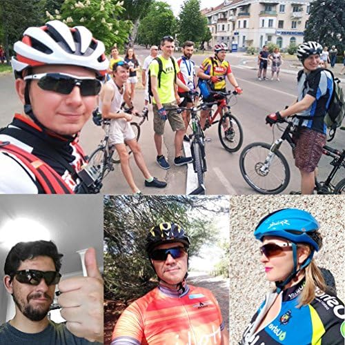 ROCKBROS Polarized Cycling Sunglasses for Men Women Sports Sunglasses UV Protection Cycling Glasses with 5 Interchangeable Lenses Bike Goggles TR90 Unbreakable Frame