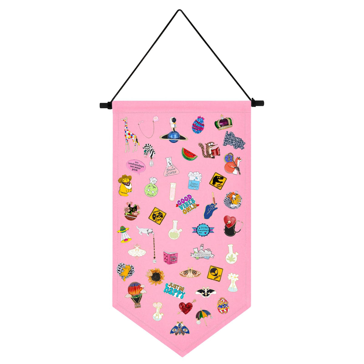 Kunyeah Wall Hanging Brooch Organizer Storage Case Colorful Canvas Pin Board Stand Enamel Pin Badge Hanging Holder Display Banner Earrings Collection