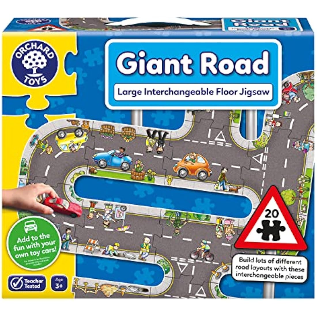 Orchard Toys Giant Road Floor Puzzle - Large Interchangeable Car Track Jigsaw Puzzles for 3 Year Olds - Alternative Road Mat for Toy Cars - Educational Kids Jigsaw for Toddlers - Age 3+