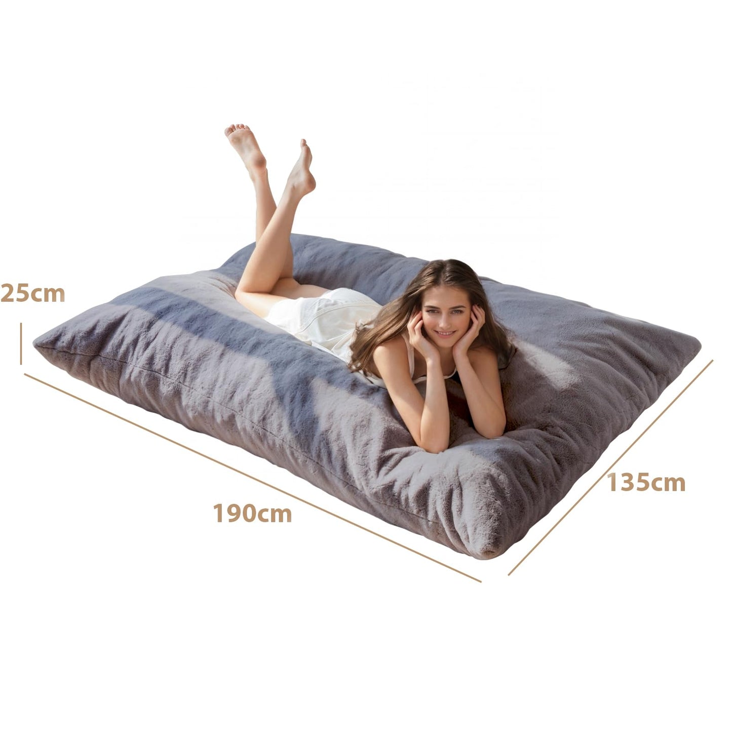 MAXYOYO Giant Bean Bag Bed - Square Bean Bag Chair - Large Sofa with Plush Cover and Fluffy Filling Included for Adult, Couples, Guest