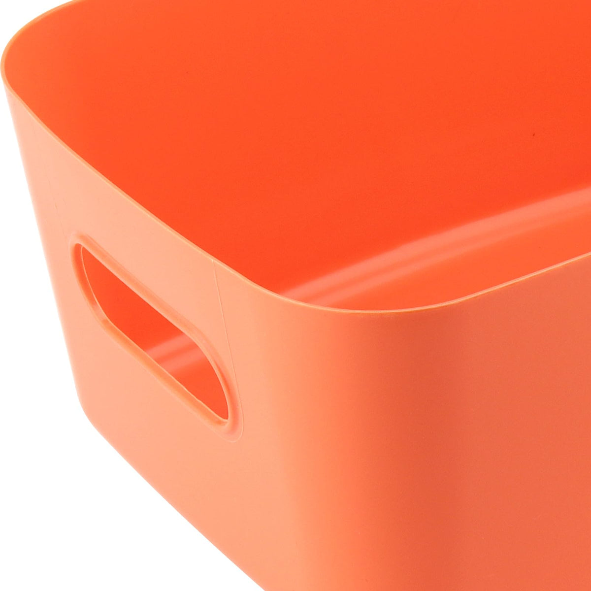 JEUIHAU 6 Pack 30 x 20 x 12cm Orange Plastic Studio Storage Baskets, Cupboard Storage Boxes, Rectangular Studio Storage Baskets with Handles