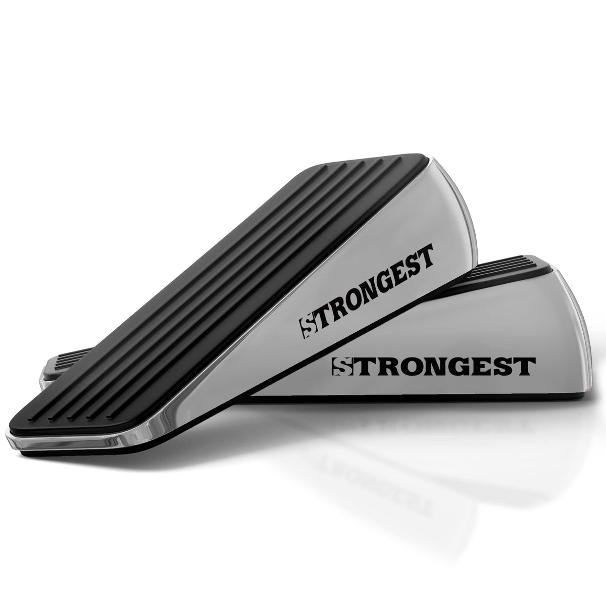 Strongest Home Wall & Door Stopper, Heavy Duty Door Stop Wedge Made of Premium Quality Zinc and Rubber Suits Any Door, Any Floor. Set of 2 Plus Bonus