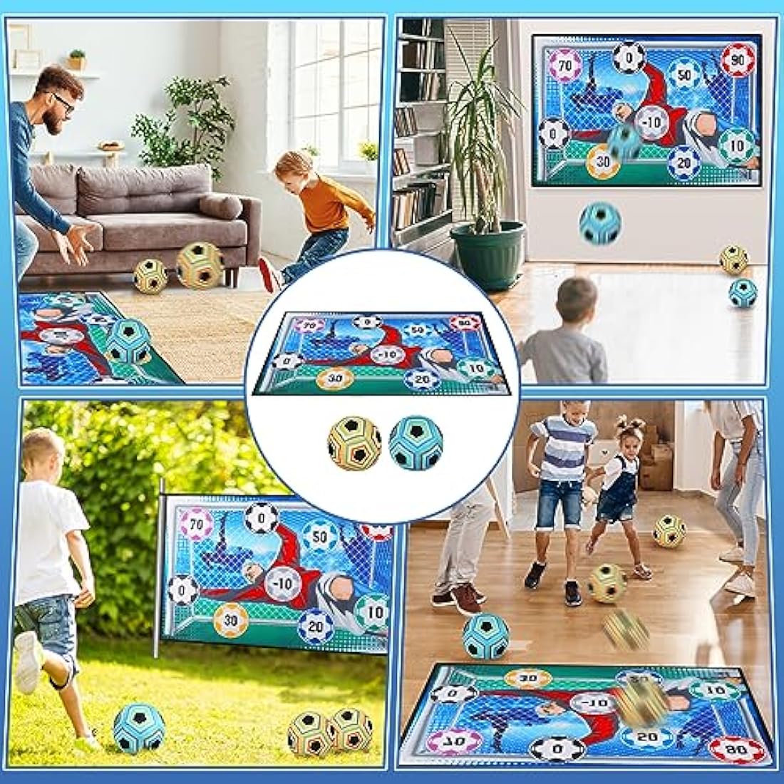 VATOS Football Ball Game Set for Kids, Indoor Outdoor Backyard Toss Football Goal Game with Balls, Foldable Flannel Goals, Birthday for 3 4 5 6 7 8 Year Old Boys Girls Sport Toy
