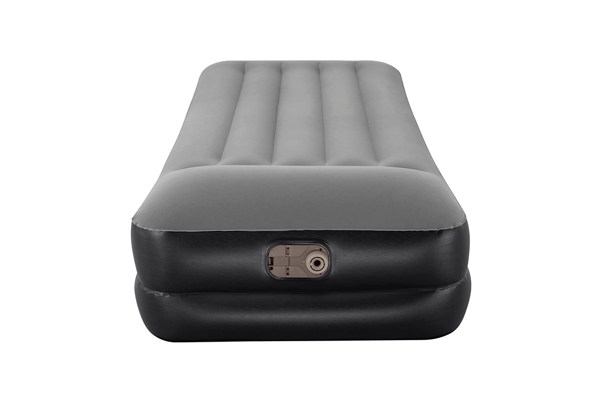 Bestway | Tritech Air Mattress, Twin Size with Built in AC Pump | Durable Inflatable Mattress with Fast Inflation and Storage Bag, Grey