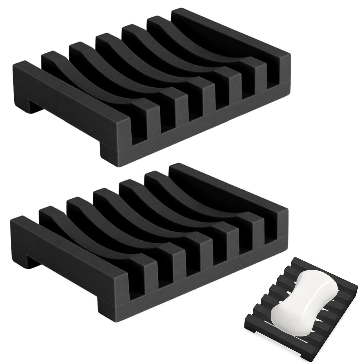 ZHjuju Soap Dishes,2 Pcs Soap Dish with Drain Spout Silicone Rubber Drainer Dishes Soap Holder Soap Tray Soap Case Holder for Kitchen Shower Room
