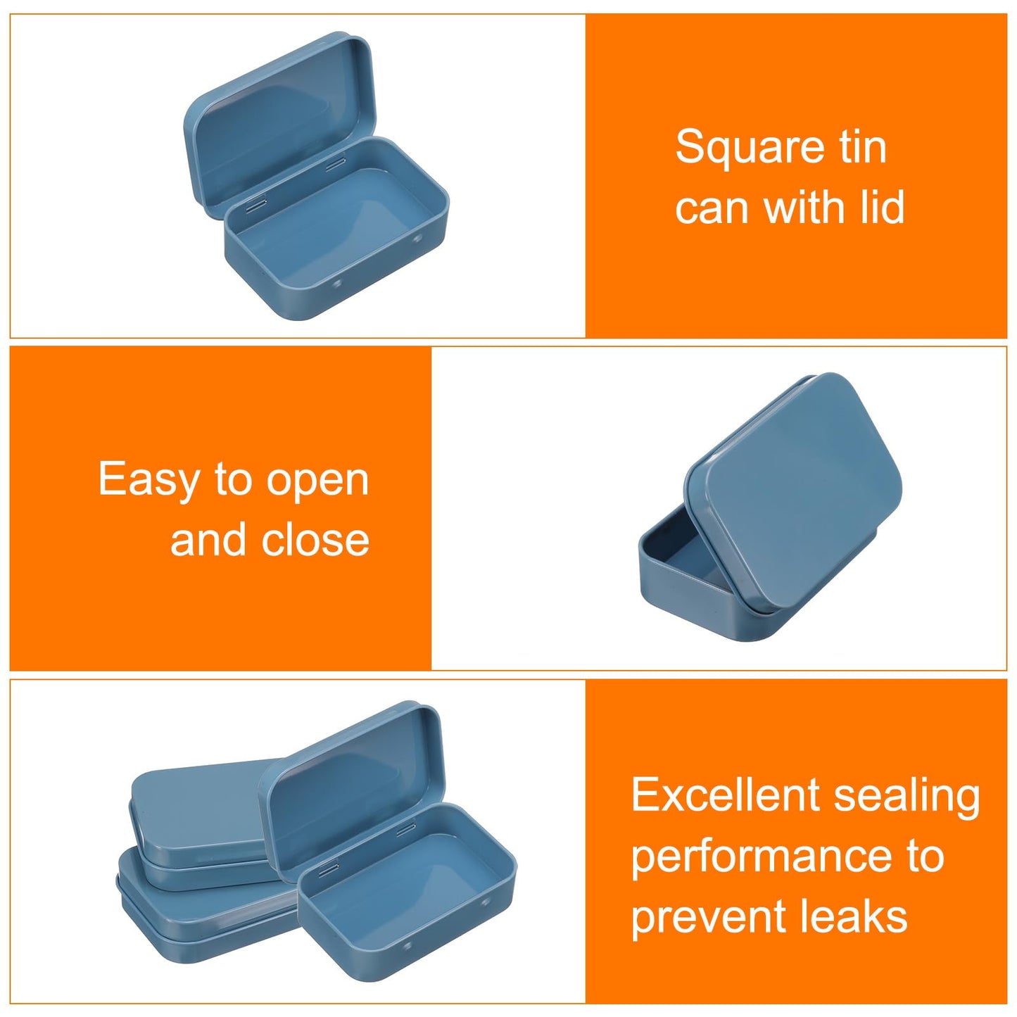 sourcing map 2pcs Metal Tin Box, 3.7x2.4x0.8 Mini Portable Rectangular Empty Tinplate Small Storage Container Airtight Tins with Lids for Candy