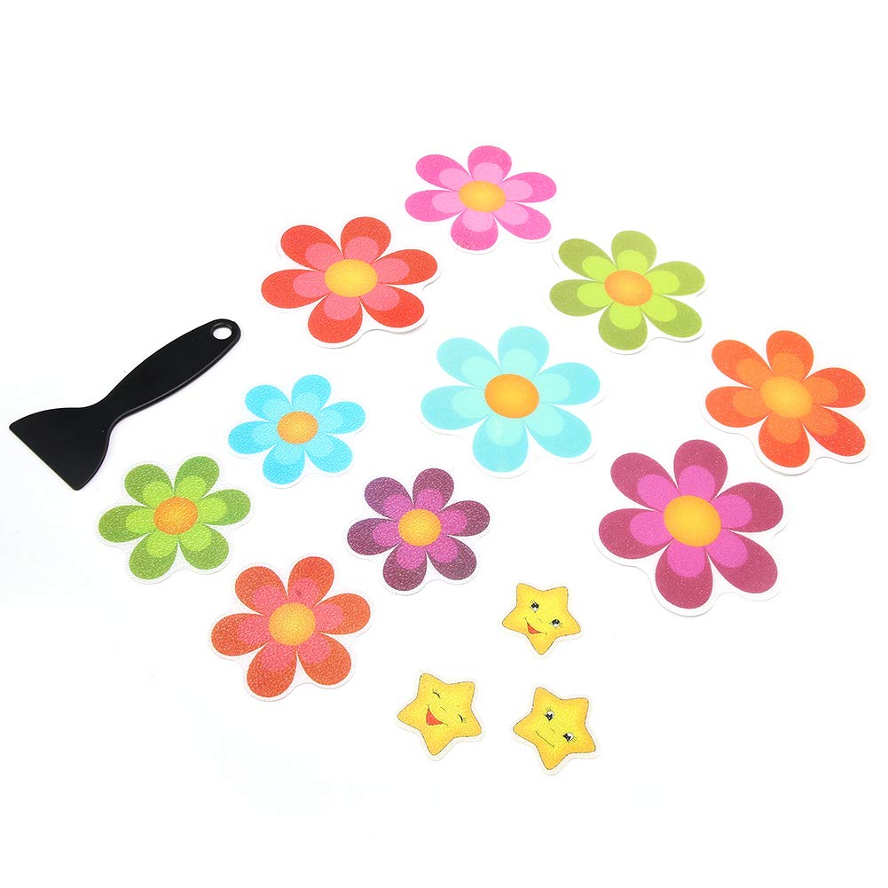 Tiiyee 13 Pcs Non Slip Bathtub Stickers, Bath Self Adhesive Treads Bathroom Water Resistance Tub Decals Adorable Anti Slip Safety Stickers Strong