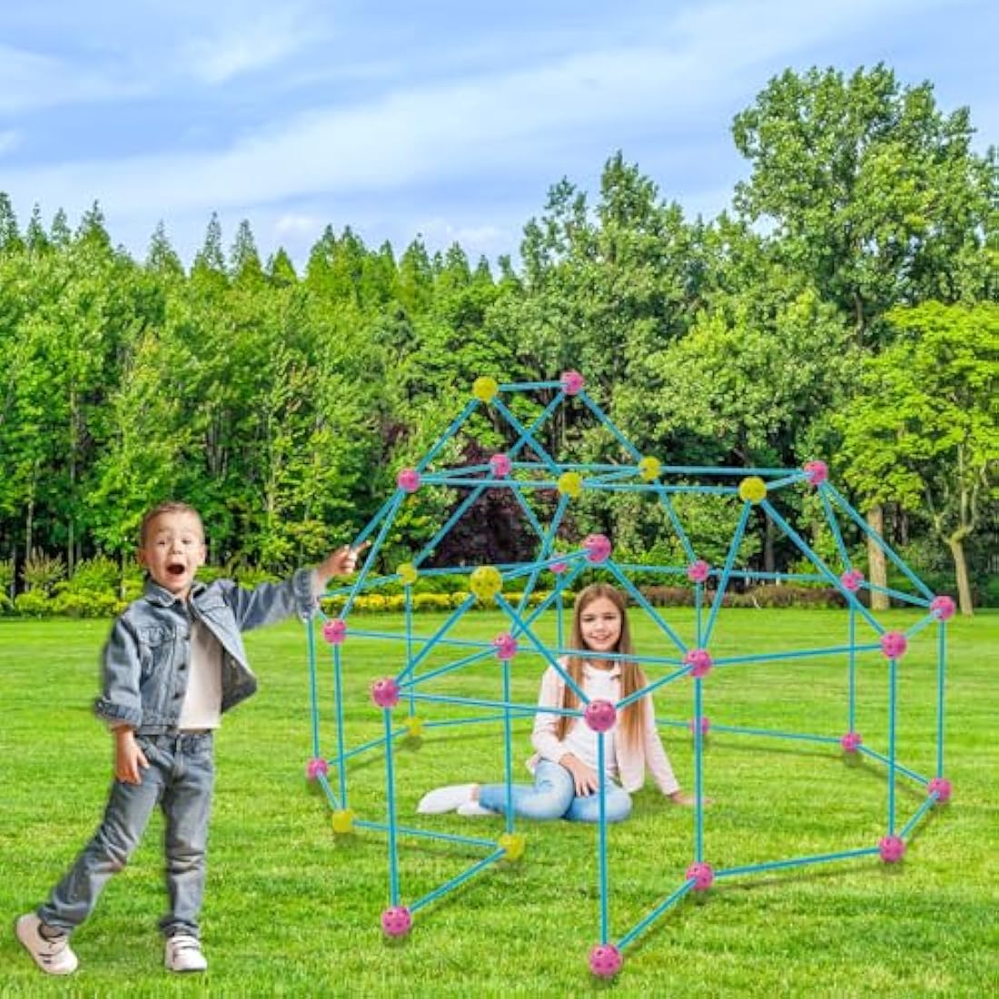 Den Building Kit XL | Fort Building Kits For Kids | Construction Toys Stem 102 Pieces | Tent For Kids Girls And Boys Toys Age 5 | Outdoor Toys | Garden Games | 5 Year Old Girls Gifts |