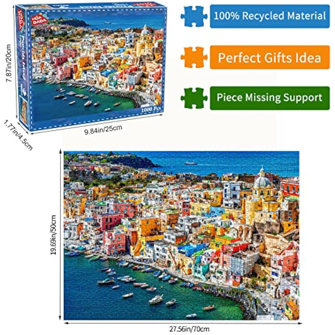 Procida Island Jigsaw Puzzles for Adults 1000 Piece Marina Corricella Jigsaws 1000 Pieces for Adults Gifts