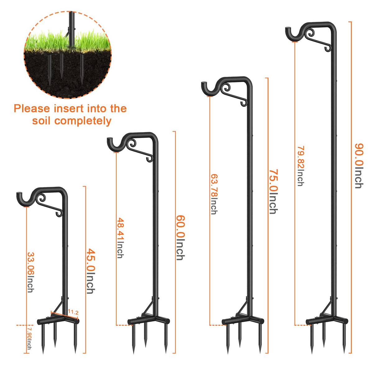 Mutool 90in Adjustable Shepherds Hooks for Outdoor, 2 Pack Heavy Duty Bird Feeder Pole, Shepherds Crook Garden Hooks for Lantern Birdfeeder Christmas