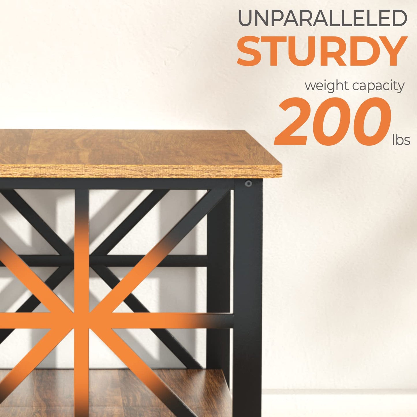 GreenForest 2-Tier Coffee Table, 100cm Round Corner for Small Space, Walnut