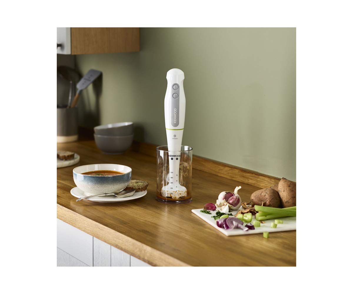 Kenwood Hand Blender, One Speed Mixer with Turbo, Triblend Wand, Anti-splash, 600W, HDP100WG, White