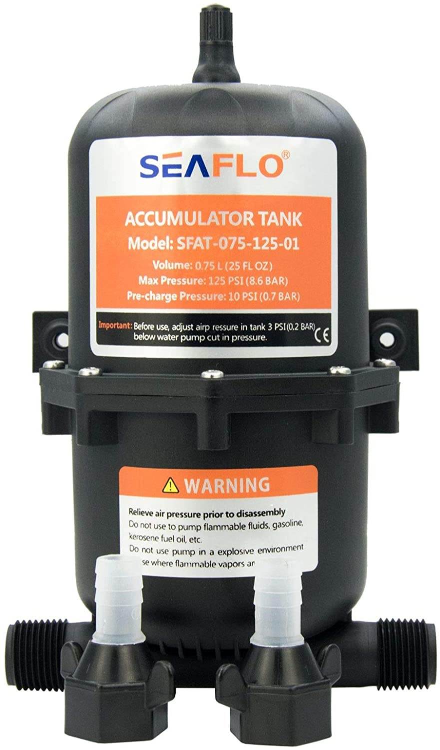 Pressure Accumulator Tank 0.75 Liter 125 psi Pressurized Water Pressure Pump Control Internal Bladder for Boat Yacht Marine RV Caravan Van Motorhome