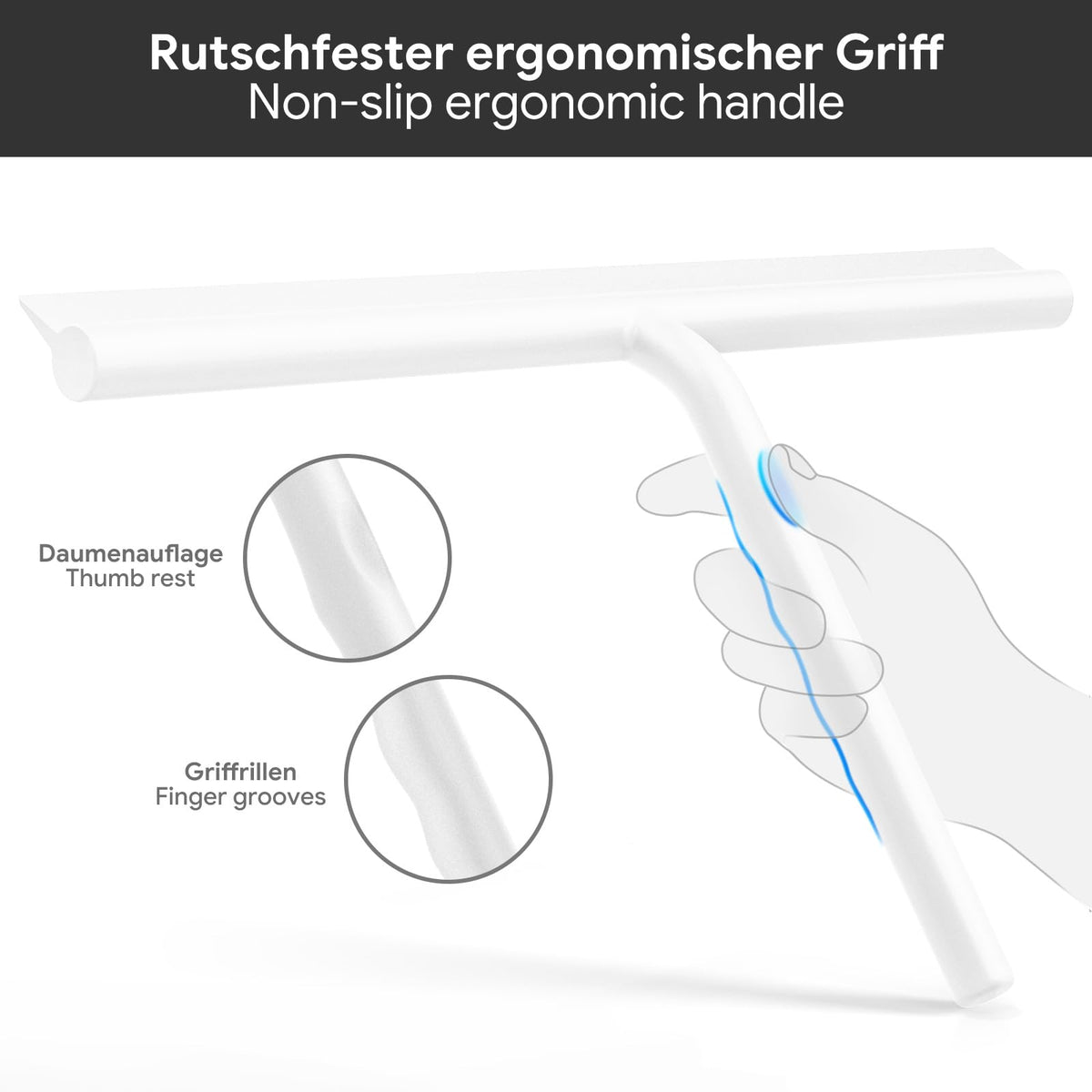 Silicone Shower Squeegee Shower Screen Wiper 13in / 33cm White
