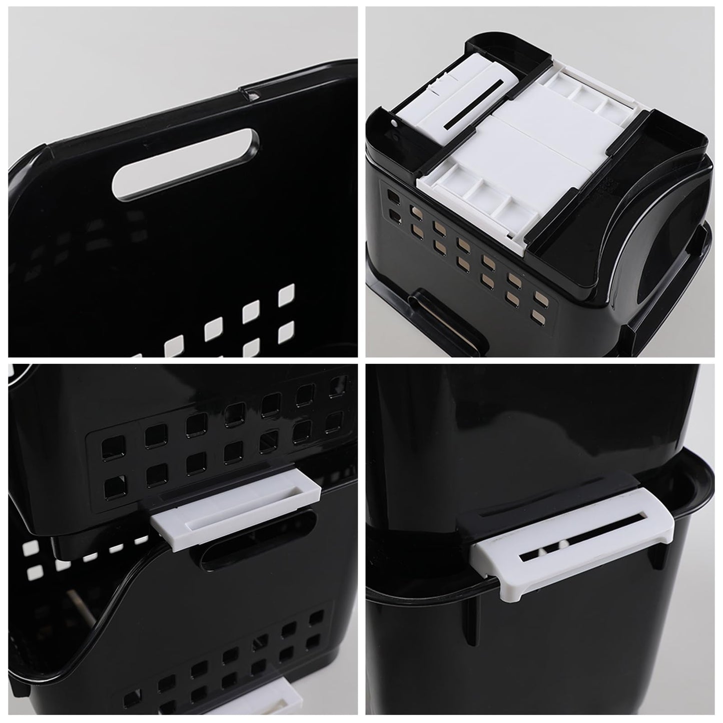 Waikhomes 3 Pack Plastic Stacking Storage Basket, Stackable Storage Bin, Black