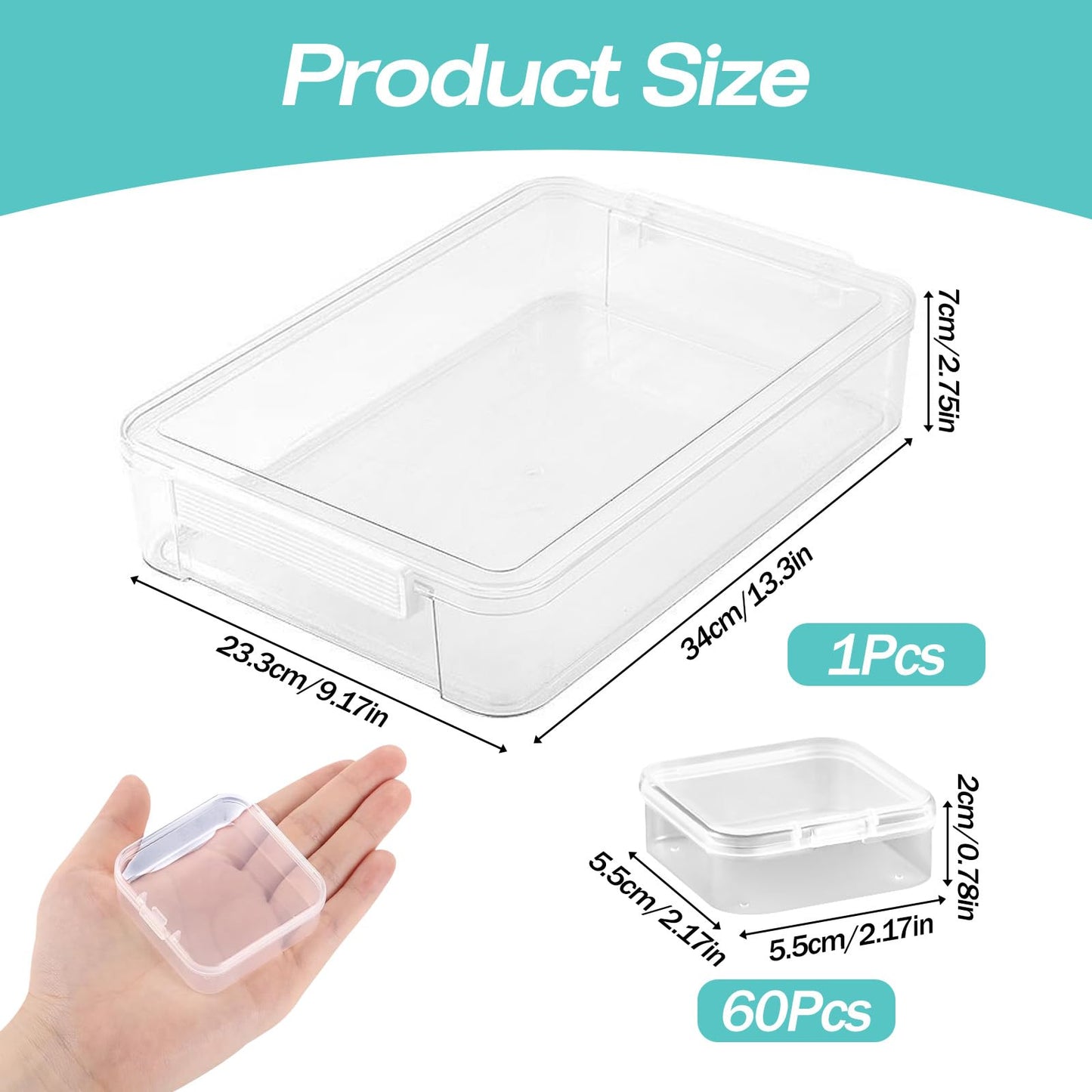 DYHNQE 60 PCS Diamond Art Storage Containers, Bead Storage Box Clear Craft Organiser Plastic Organiser Box for Beads Jewellery Making Diy Tools Small