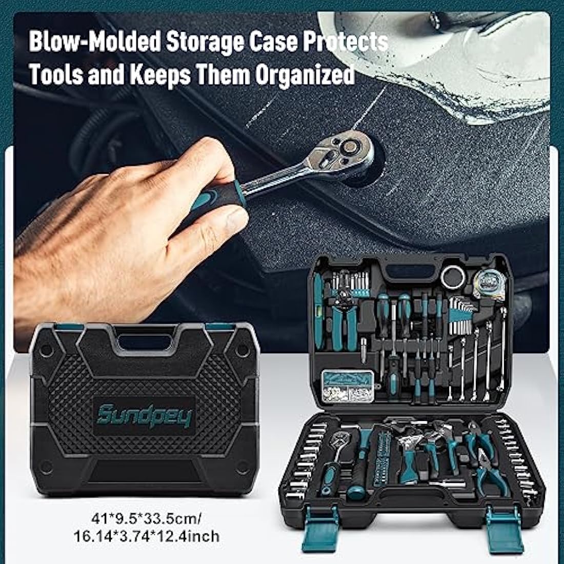Sundpey Home Tool Kit 281-PCs - Protable Complete Basic Hand Repair General Tool Sets for Men Women - Tool Set with Socket Wrench Set & Screwdriver Set & Metric Hex Key & Pliers & Tool Box Case