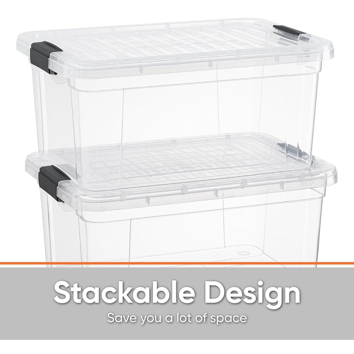 Superio Clear Storage Box with Lid, 20 Quart Plastic Container Bins for Organizing, Stackable Crates, BPA Free, Non Toxic, Odor Free