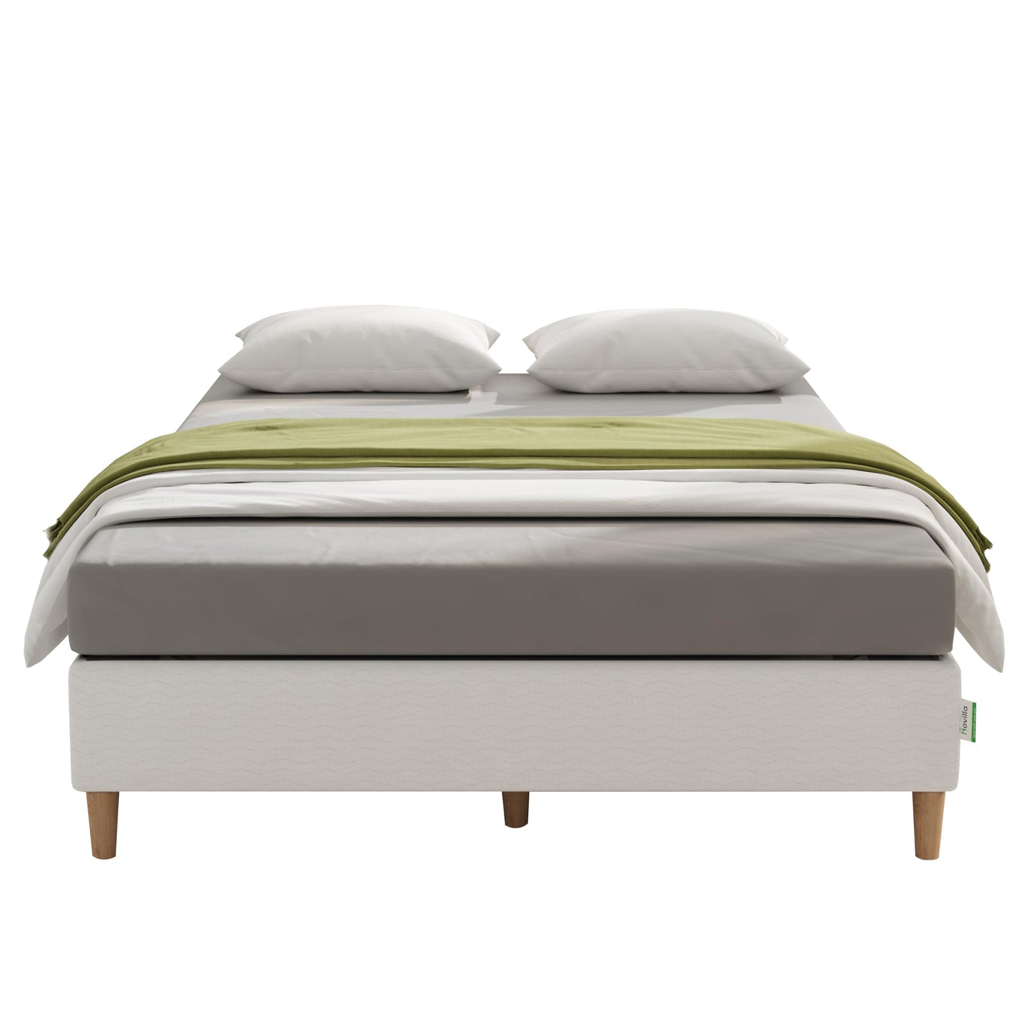 Novilla 35cm Single Metal Platform Bed Frame, 3FT Mattress Foundation With Fabric Cover, Metal Slat Support, Solid Wooden Support Legs, Easy Assembly