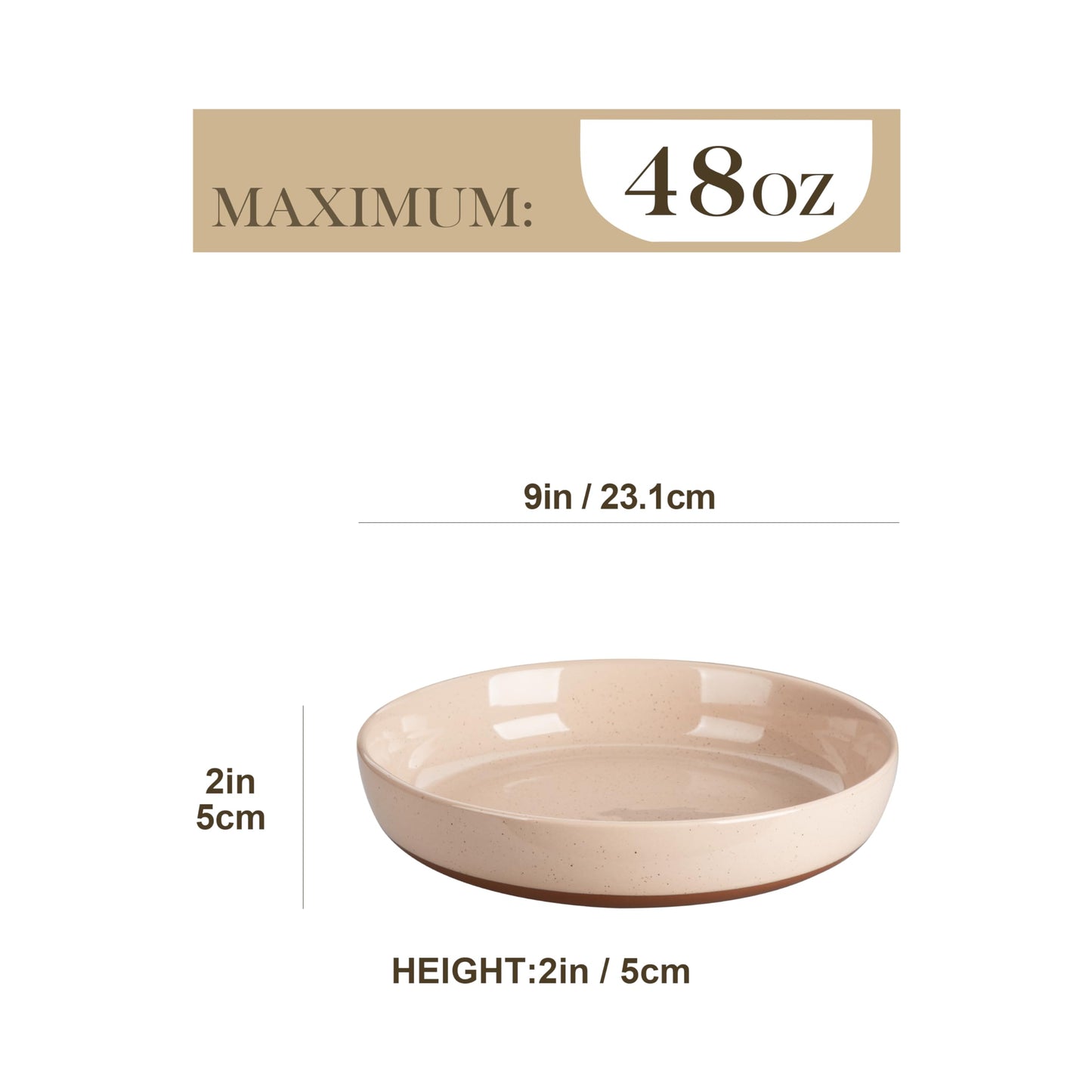 MALACASA Pasta Bowls Set of 4, Large Pasta Bowls, Ceramic Soup Bowls, 48 OZ, 9 inch, Microwave and Dishwasher Safe, Multi-Coloured, Serie Tara