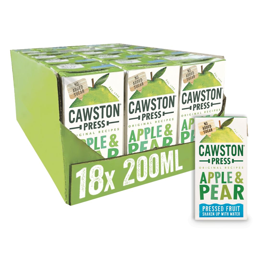 Cawston Press Fruit Water Kids Drink | Pressed Apple & Pear Flavoured Water | 200ml x 18 Pack Pear & Apple Juice Cartons | School Approved ? No Added