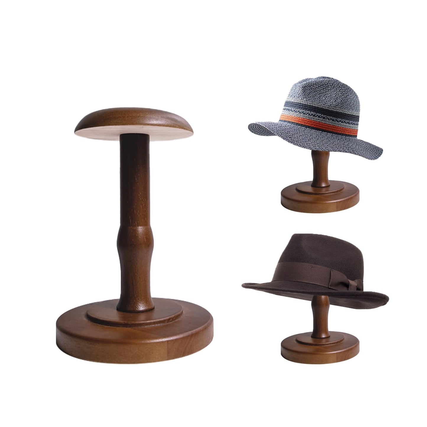 TINGSING Vintage Hat Rack Stand Rustic Brown Hat Display Stand