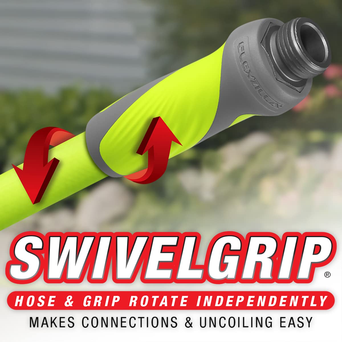 Flexzilla Garden Hose with SwivelGrip, 5/8 in. x 75 ft., Heavy Duty, Lightweight, Drinking Water Safe, ZillaGreen - HFZG575YWS-E