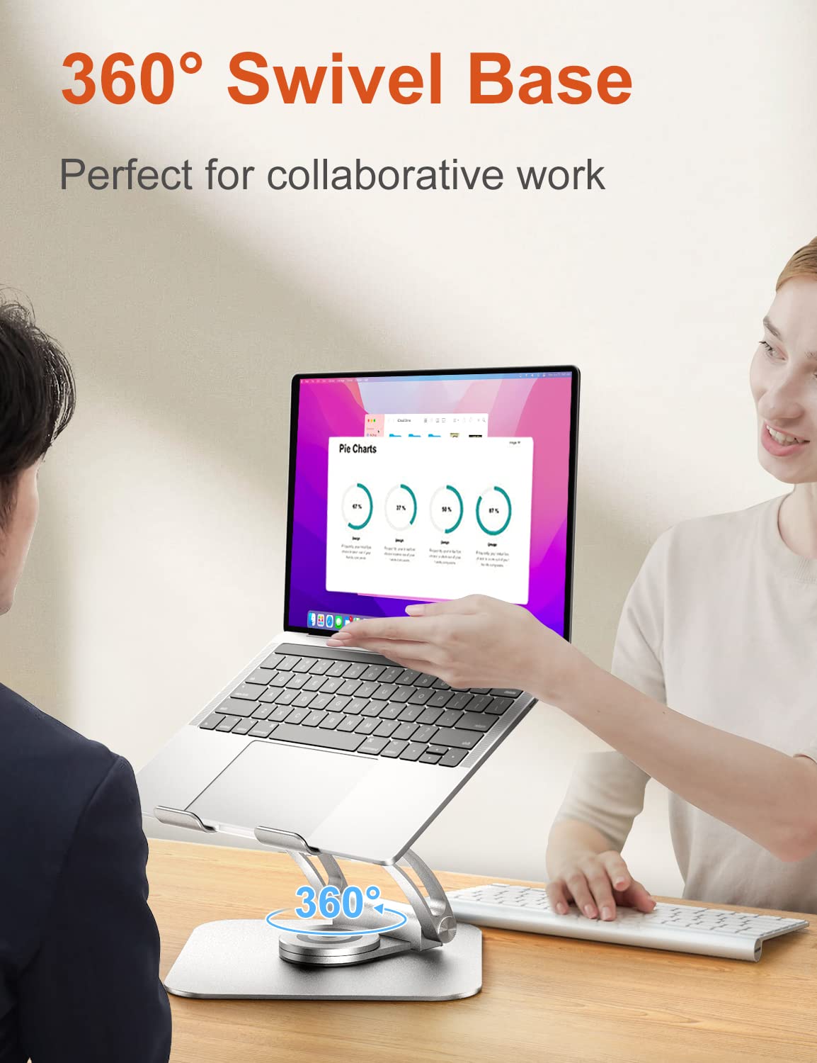tounee Adjustable Laptop Stand for Desk, Ergonomic Holder with 360° Rotating Base