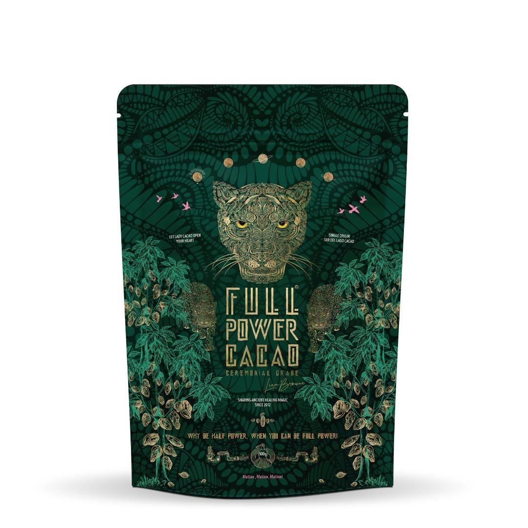 FULL POWER CACAO - Ceremonial Grade Cacao 500g - Premium Raw & Pure Ceremonial Grade Cacao for Heartwarming Rituals & Healing Journeys, As Seen On