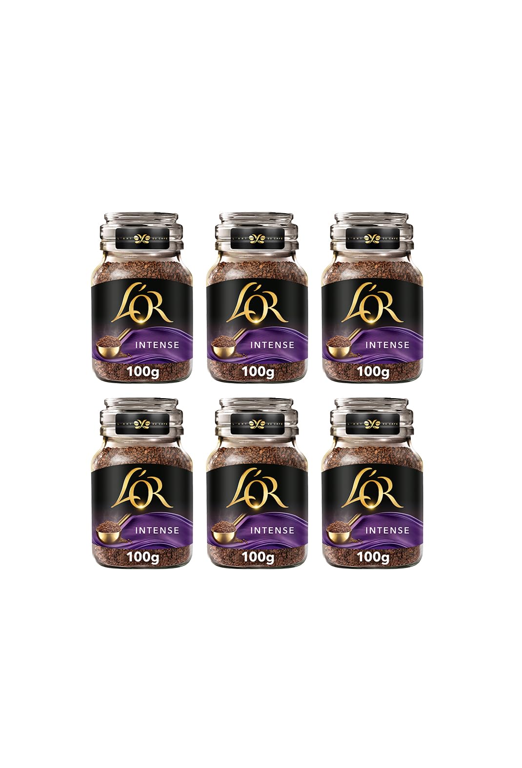 L'OR Intense Instant Coffee 100g (Pack of 6 Jars, Total 600g)