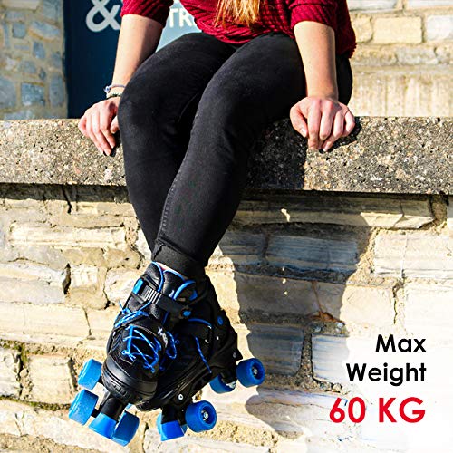 M.Y X-Skate Adjustable Pink Quad Roller Skates with Built In Adjusters Kids Roller Boots for Boys & Girls - Small