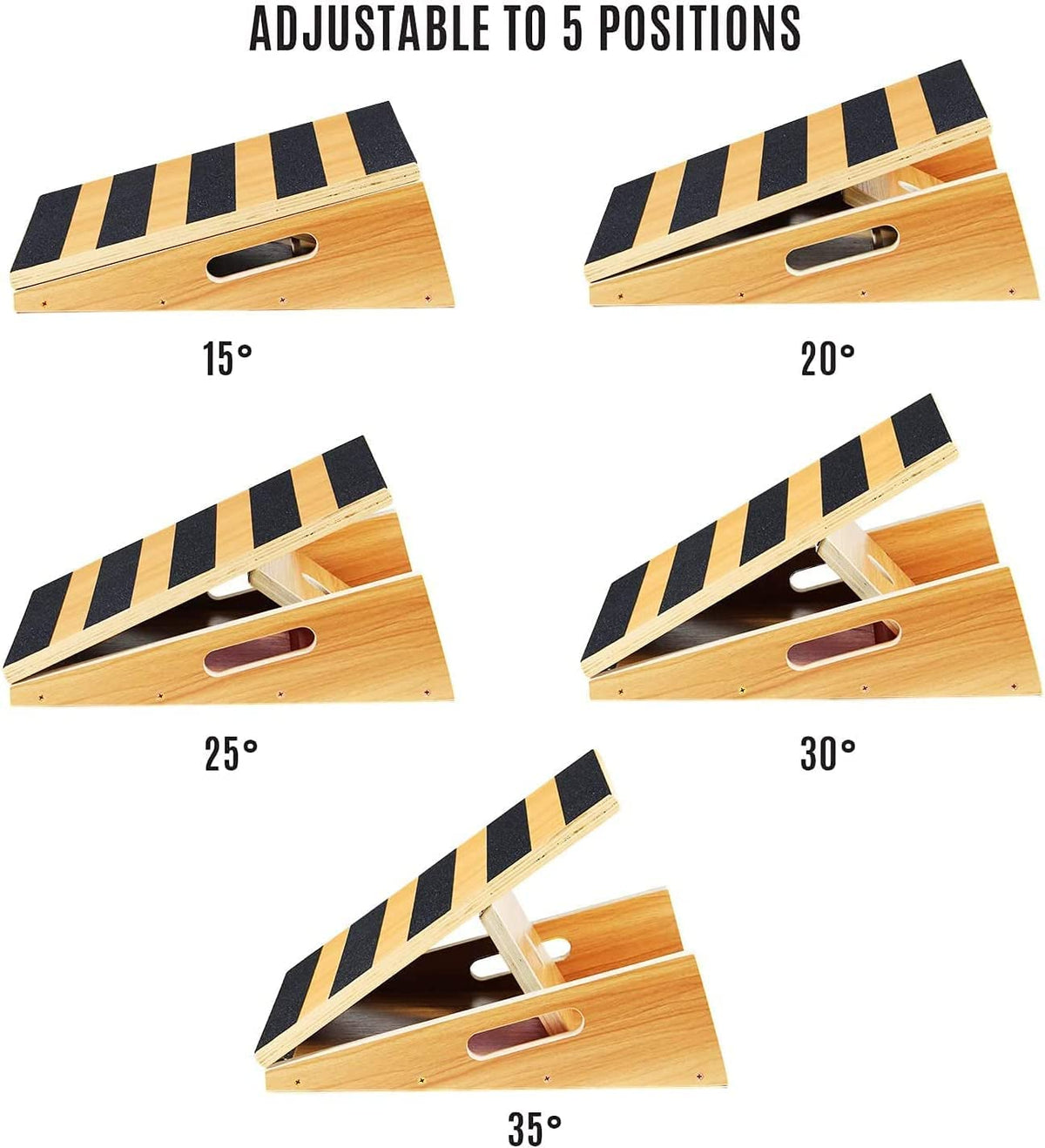 Yes4All BL0J Premium Adjustable Wooden/Steel Slant Board - Incline Board (10, 20, 30, 35 & 40 Degree) - Calf Stretcher, (Slant Board 5 Angles -