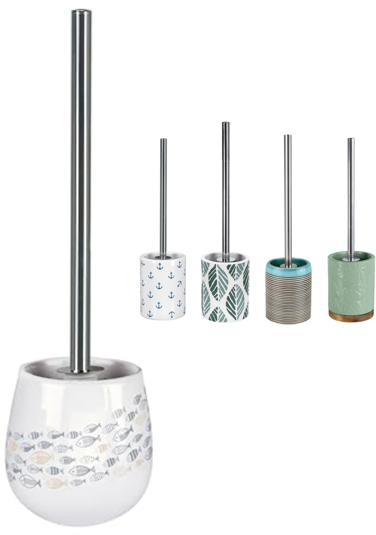 KW Luxury Ceramic/Porcelain/Stoneware Toilet Brush and Holder (Shoal)