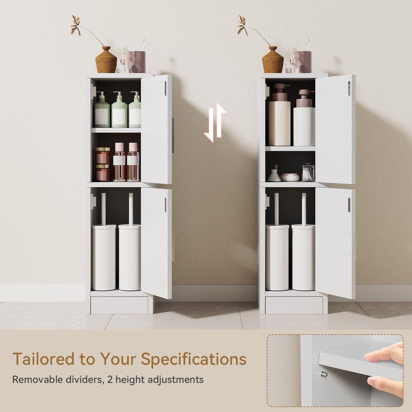 IBUYKE Small Bathroom Storage Cabinet, Narrow Floor Corner Cabinet WBS002W