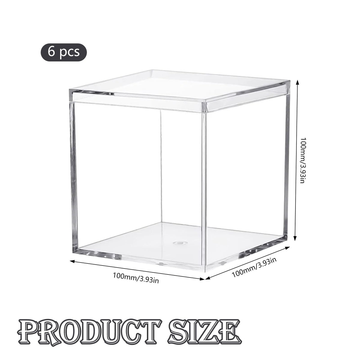 Pilikoll 6Pcs 10x10x10cm Plastic Acrylic Display Boxes with Lid for Candy