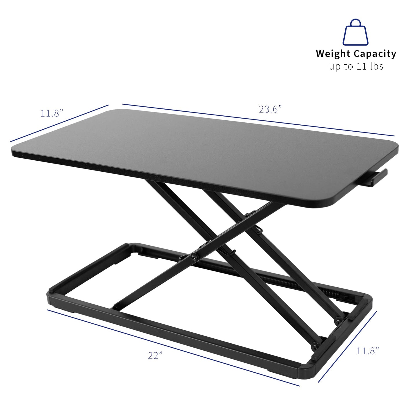 VIVO Single Top 24 inch Scissors Lift Keyboard and Mouse Riser, Height Adjustable Laptop Desk, For Ergonomic Sit Stand Workstations, Black, DESK-V024A