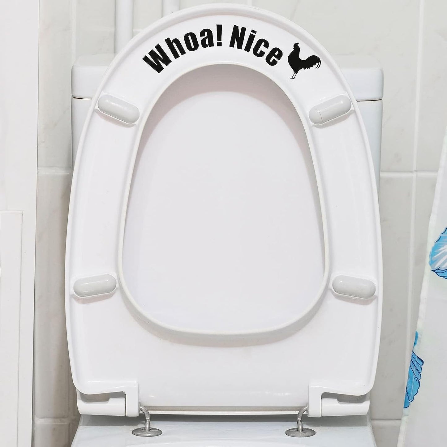 Funny Cock Toilet Stickers, Whoa Nice Toilet Sticker Decal, Waterproof Vinyl Wall Art Sign Decor