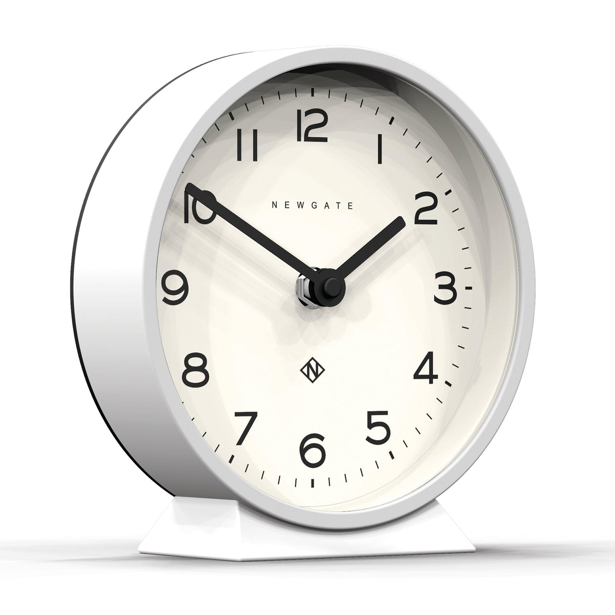 NEWGATE M Mantel Silent Sweep Mantel Clock - 'No Tick' - A Modern Mantelpiece Clock - Small Clock - Mantel Clocks - Minimalist Dial - (Polar White)