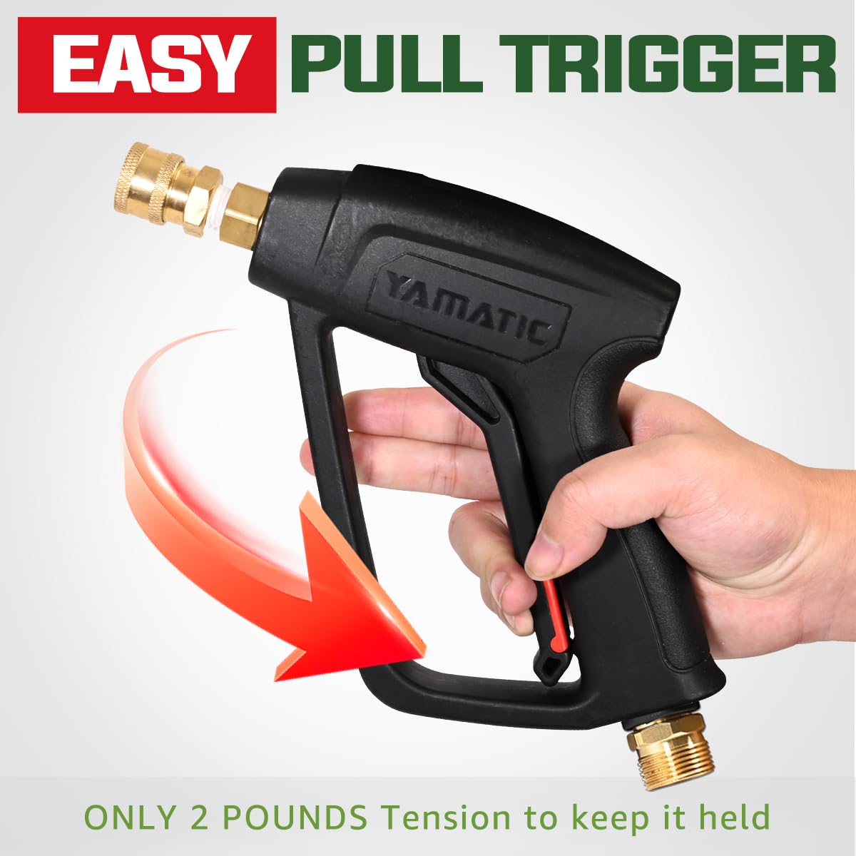 YAMATIC High Pressure Washer Short Gun with 5 Spray Nozzle Tips, Power Washer Spray Handle Replacement for Ryobi, Simpson, Craftsman, Greenworks, Troy