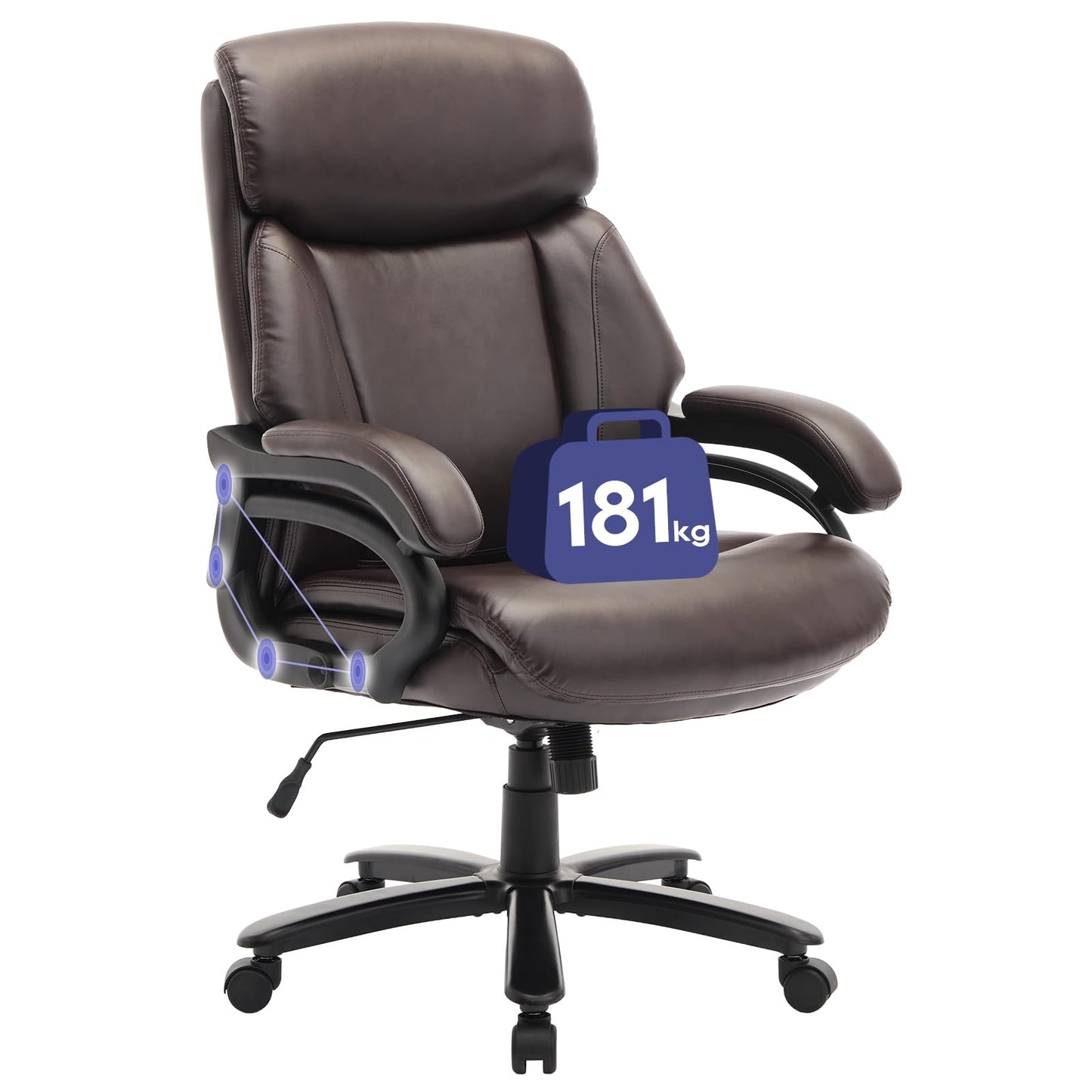 COLAMY Big and Tall Office Chair 400lbs, PU Leather Executive Office Chair for Heavy People