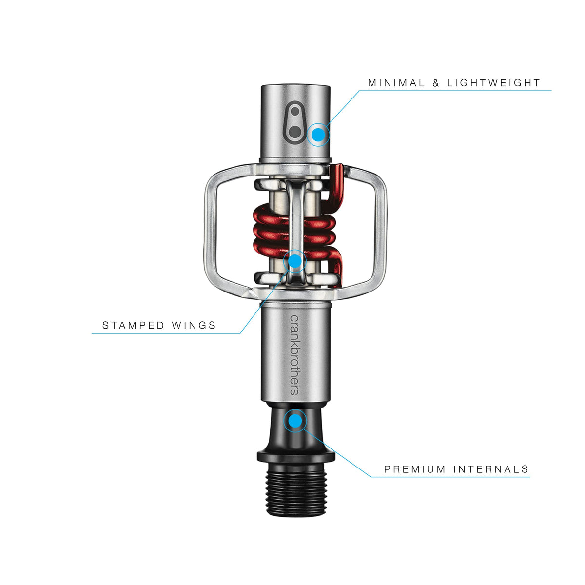 Crankbrothers Eggbeater-1 Pedals, Silver with Red Spring