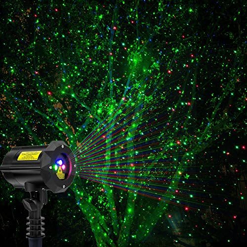 Poeland Garden Lights Star Christmas Projector Moving Firefly Lighting LEDs Color Blue Green Red