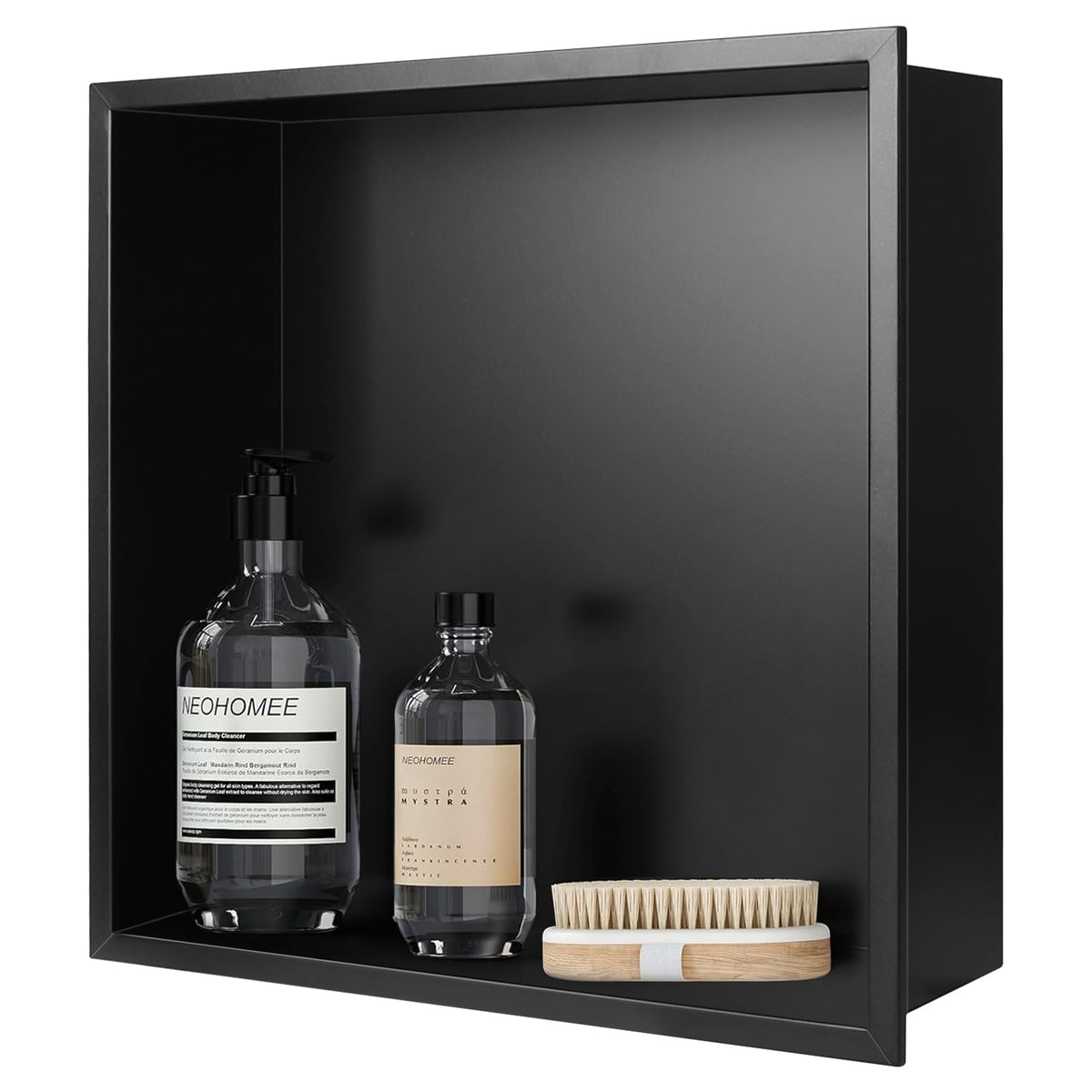 DBREAKS Wall Recess Shower Stainless Steel, 32 x 32 x 10 cm Shower Niche Embedded Storage, Wall Recess Single Shelf Storage, Wall Niche Storage for
