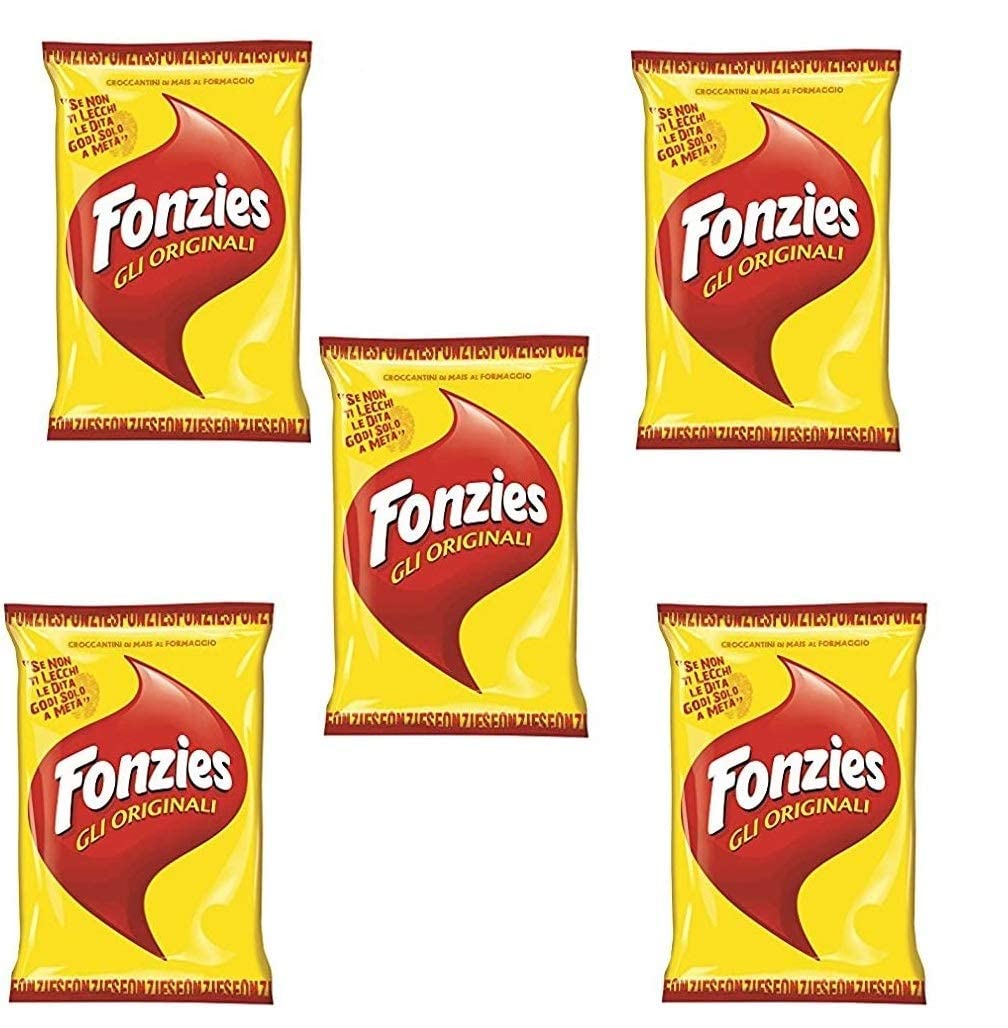 5X FONZIES Italian Cheese Flavour Crisps Chips Corn Snack Original 100g