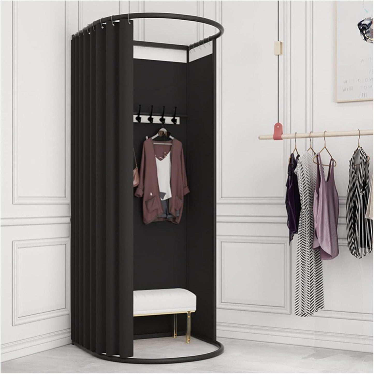 Freestanding Changing Room, Temporary Simple Fitting Room, Portable, U-shaped Movable Changing Room Privacy Screen for Clothing Stores, Shopping Malls