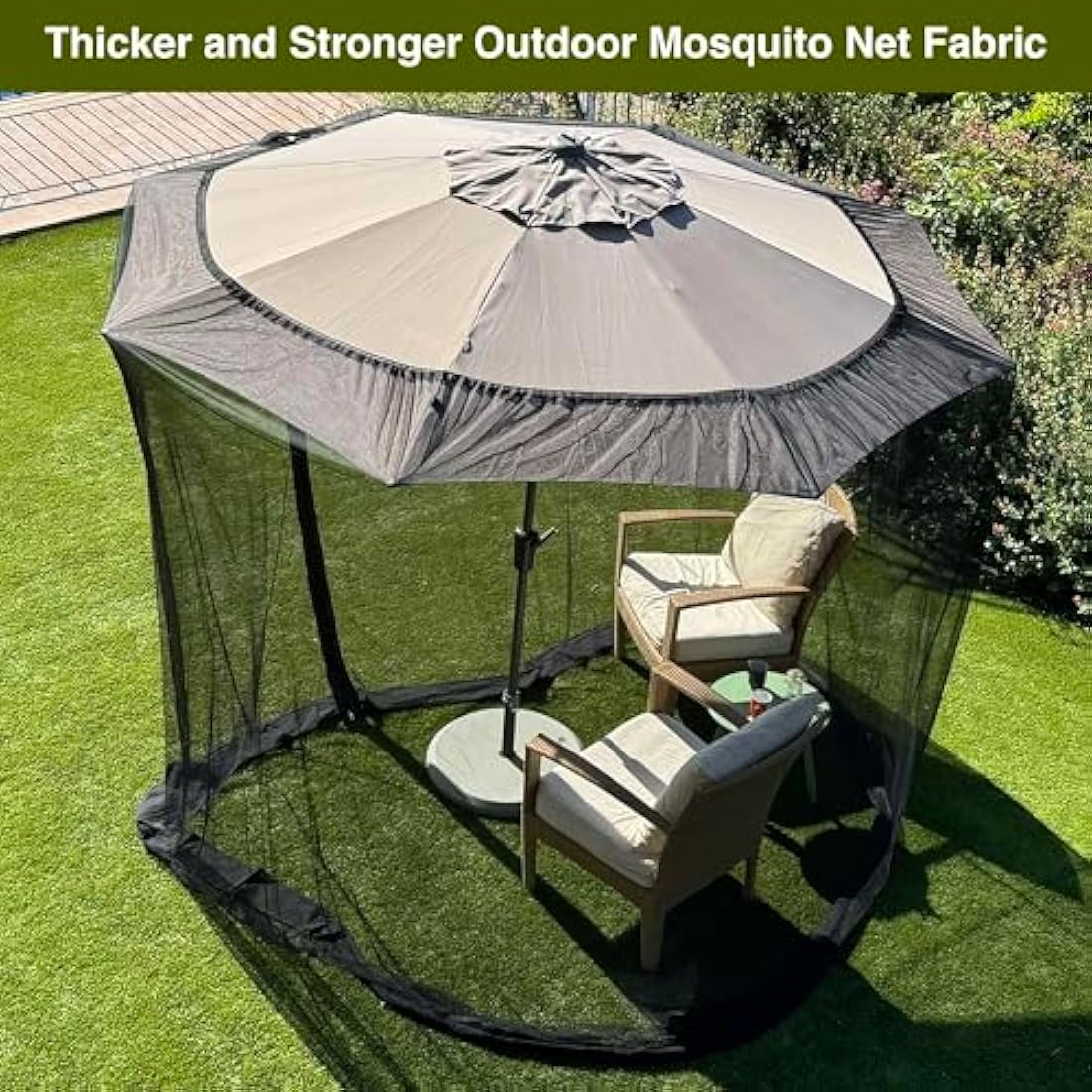 Mosquito Net for Umbrella 11 FT | Large Sizes & Fabric Designed for Outdoors | Insect House Screen Netting for Patio, Porch & Garden Terrace | Outside Canopy Bug & Fly Protection Enclosure